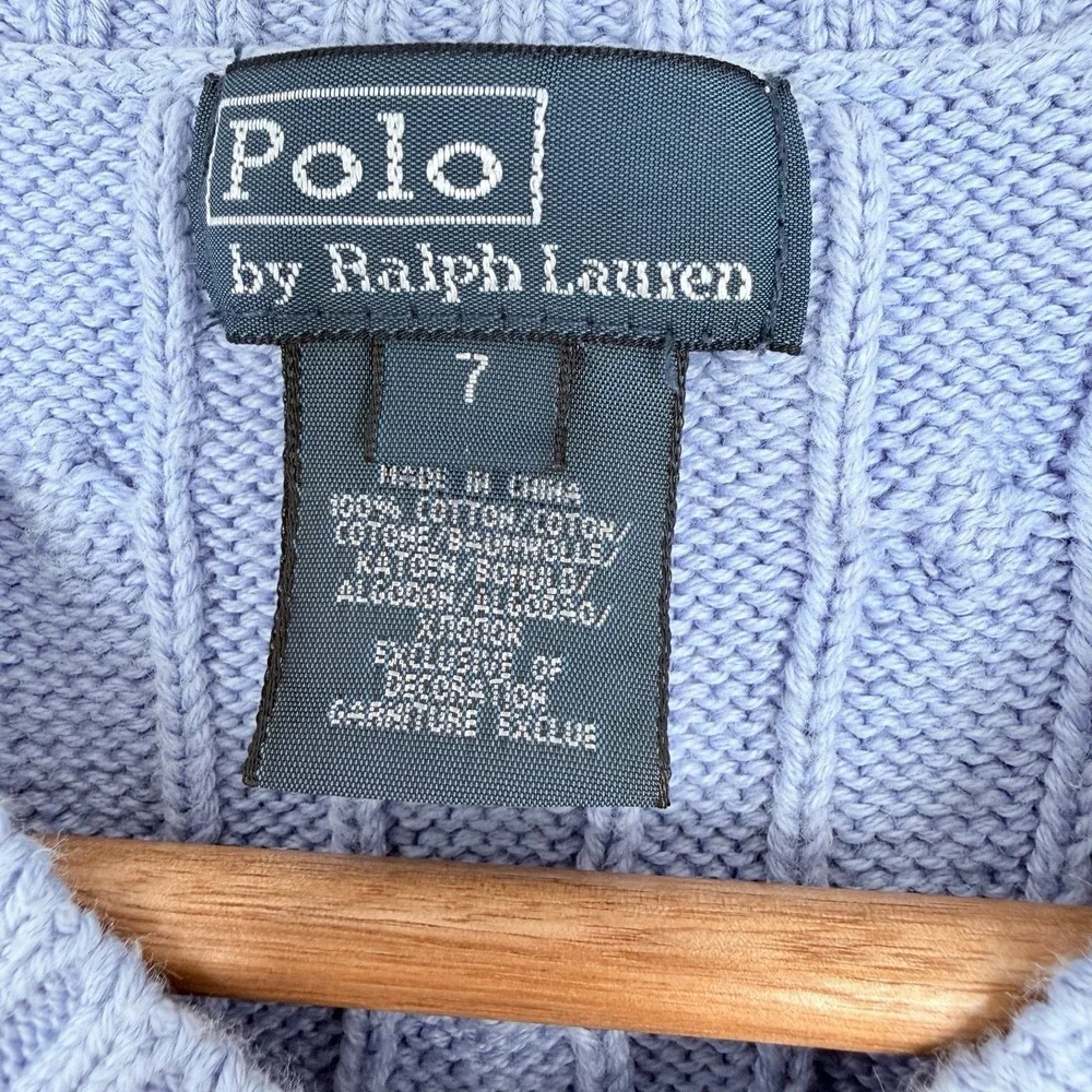 RALPH LAUREN POLO BOYS LIGHT BLUE CABLE KNIT SWEATER VEST SIZE 7